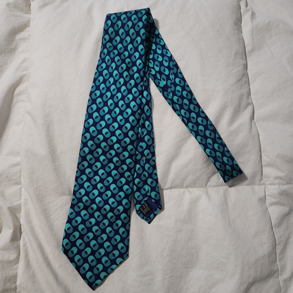 Gucci Mens Silk Tie Navy/teal Vivid Colors Italy - Picture 6 of 8
